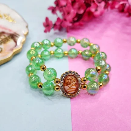 Light Green Double Band Guru Ji Maharaj Handmade Bracelets for Men and Women