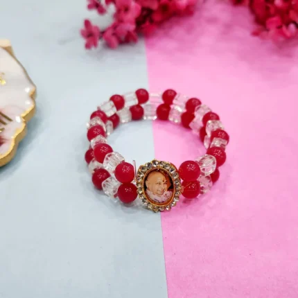 Pink And Crystal Clear Beaded Guru Ji Maharaj Handmade Bracelets for Men and Women