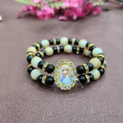 Black And White Jai Guruji Swaroop Handmade Bracelets for Men and Women.