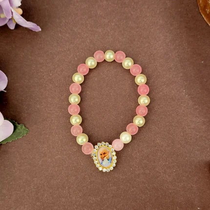 Pink and White Beaded Guru Ji Maharaj Handmade Bracelets for Men and Women
