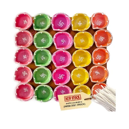 Multi Color Clay Diya 25 Pc Set