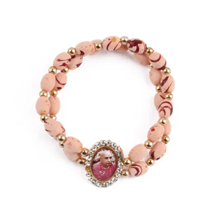 Yellow & Maroon Long Beads Bracelet with Jai Guruji Swaroop
