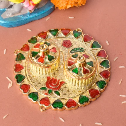 Circular Grace: Artisan-Crafted Round Kumkum Holder