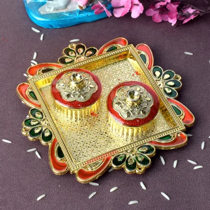 Kumkum Holder Adorned with Intricate Traditional Patterns