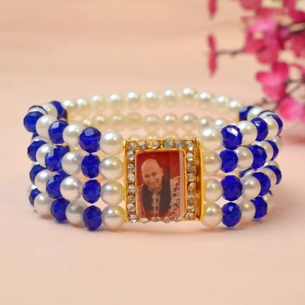 Stunning Premimun Royal Blue Crystal Beads Four Layer Bracelet with Jai Guruji Swaroop