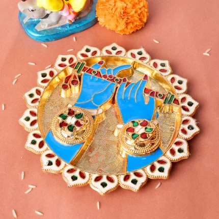 Exquisite Kumkum Holder Featuring Krishna's Hand
