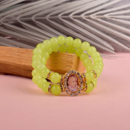 Lime Yellow Beaded Guru Ji Maharaj Handmade Bracelets for Men and Women