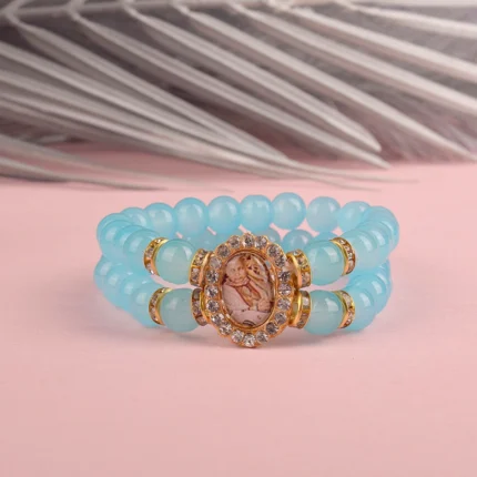 Blue Beaded Guru Ji Maharaj Handmade Bracelets for Men and Women