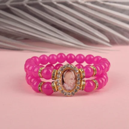 Pink Beaded Guru Ji Maharaj Handmade Bracelets for Men and Women