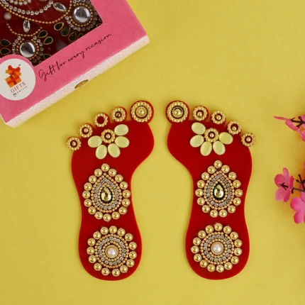 Divine Laxmi Charan Paduka: Prosperity's Footprints Sticker