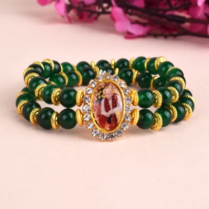 Dark Green Beaded Guru Ji Maharaj Handmade Bracelets for Men and Women