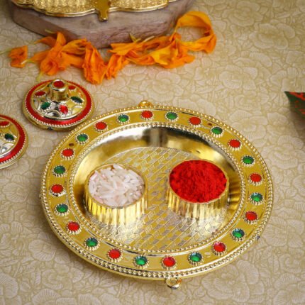 Attractive Round Roli Akshat Platter