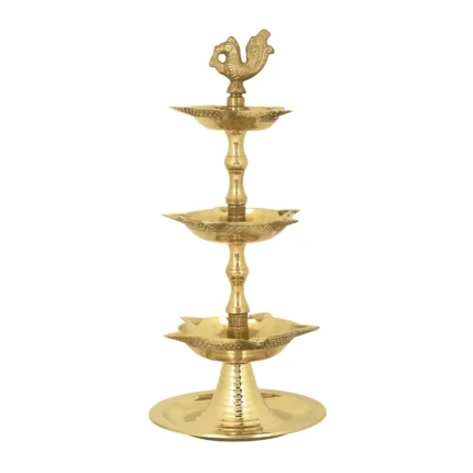 Brass 3 Step Peacock Kerala Diya