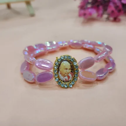 Dark Pink Bracelet with Jai Guruji Swaroop Handmade Bracelets for Men and Women