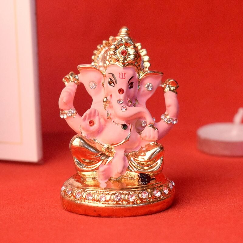 Sacred Pink Ganesh Idol for Car Dashboard
