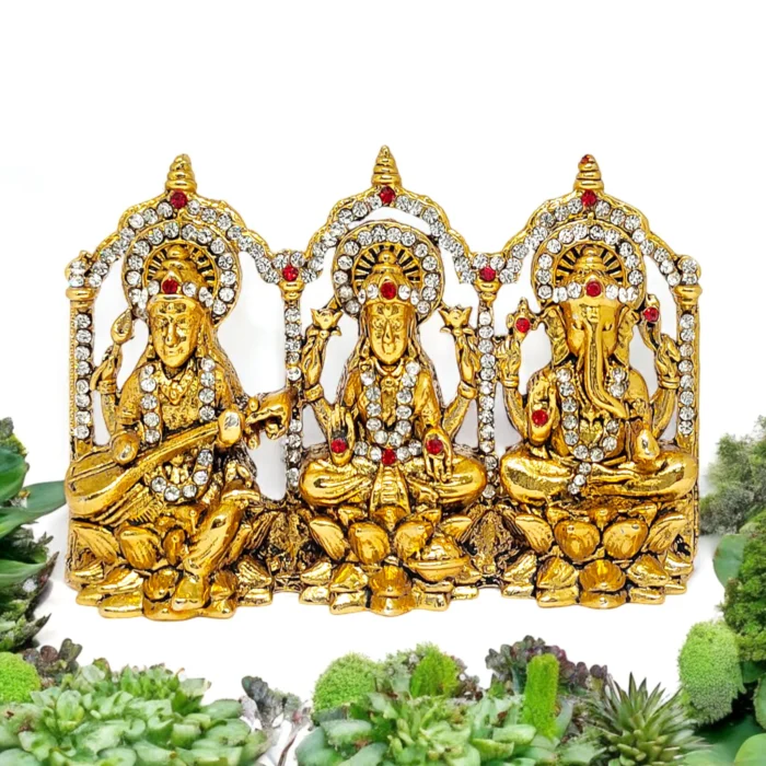 Laxmi and Ganesh with Saraswati Idol